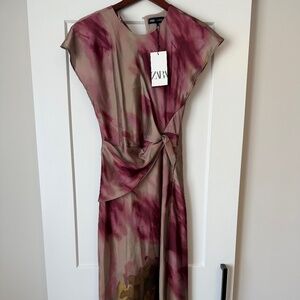 Zara Rose Satin Effect Floral Dress